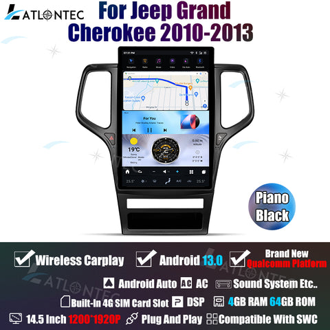 LATLONTEC 14.5" Tesla-Style Vertical Touchscreen Car Stereo for Jeep Grand Cherokee 2014–2020 | Android 13, GPS Navigation & Multimedia
