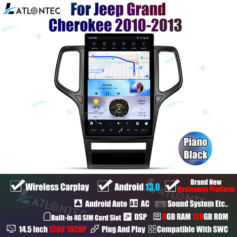 LATLONTEC 14.5" Tesla-Style Vertical Touchscreen Car Stereo for Jeep Grand Cherokee 2014–2020 | Android 13, GPS Navigation & Multimedia