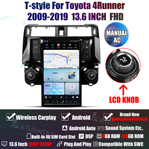LATLONTEC 13.6" Tesla-Style Vertical Touchscreen Car Stereo for Toyota 4Runner 2009–2023 | Android 13