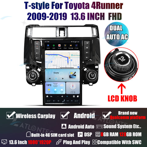 LATLONTEC 13.6" Tesla-Style Vertical Touchscreen Car Stereo for Toyota 4Runner 2009–2023 | Android 13