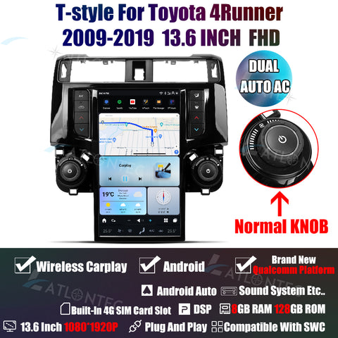LATLONTEC 13.6" Tesla-Style Vertical Touchscreen Car Stereo for Toyota 4Runner 2009–2023 | Android 13